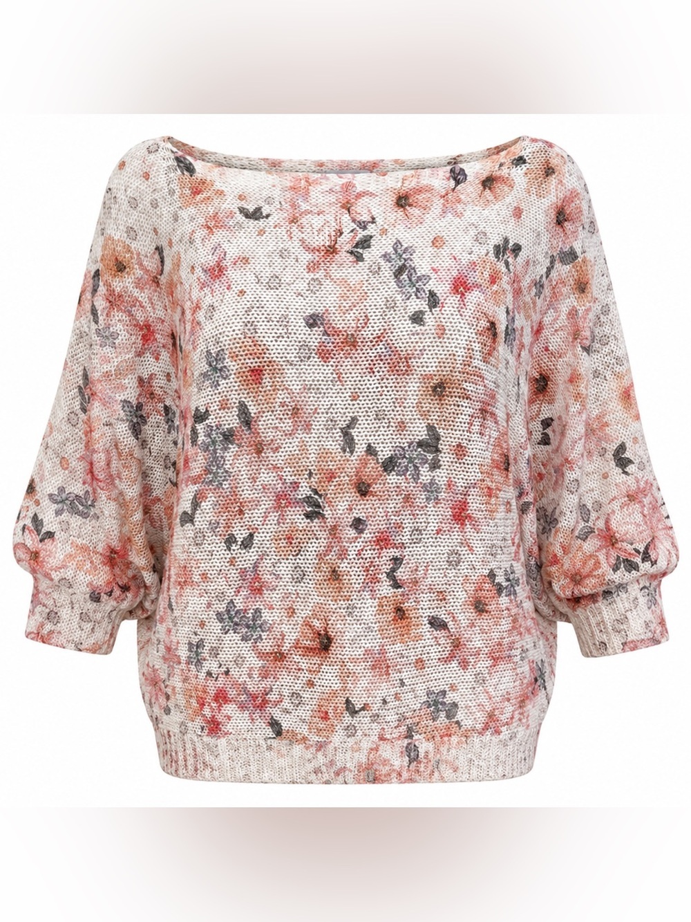 Loggia dei Tessitori Made in Italy Floral Knit Sweater 2X Oversized Lightweight